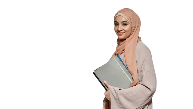 طالبة تحمل ملفات